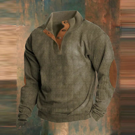 Grzegorz™ | Sweter Prążkowany z Guzikami