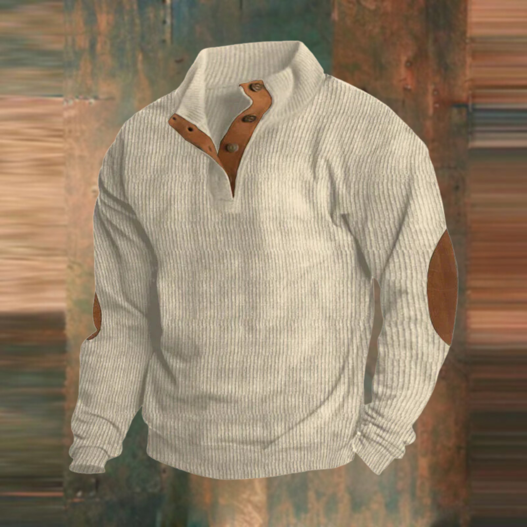 Grzegorz™ | Sweter Prążkowany z Guzikami